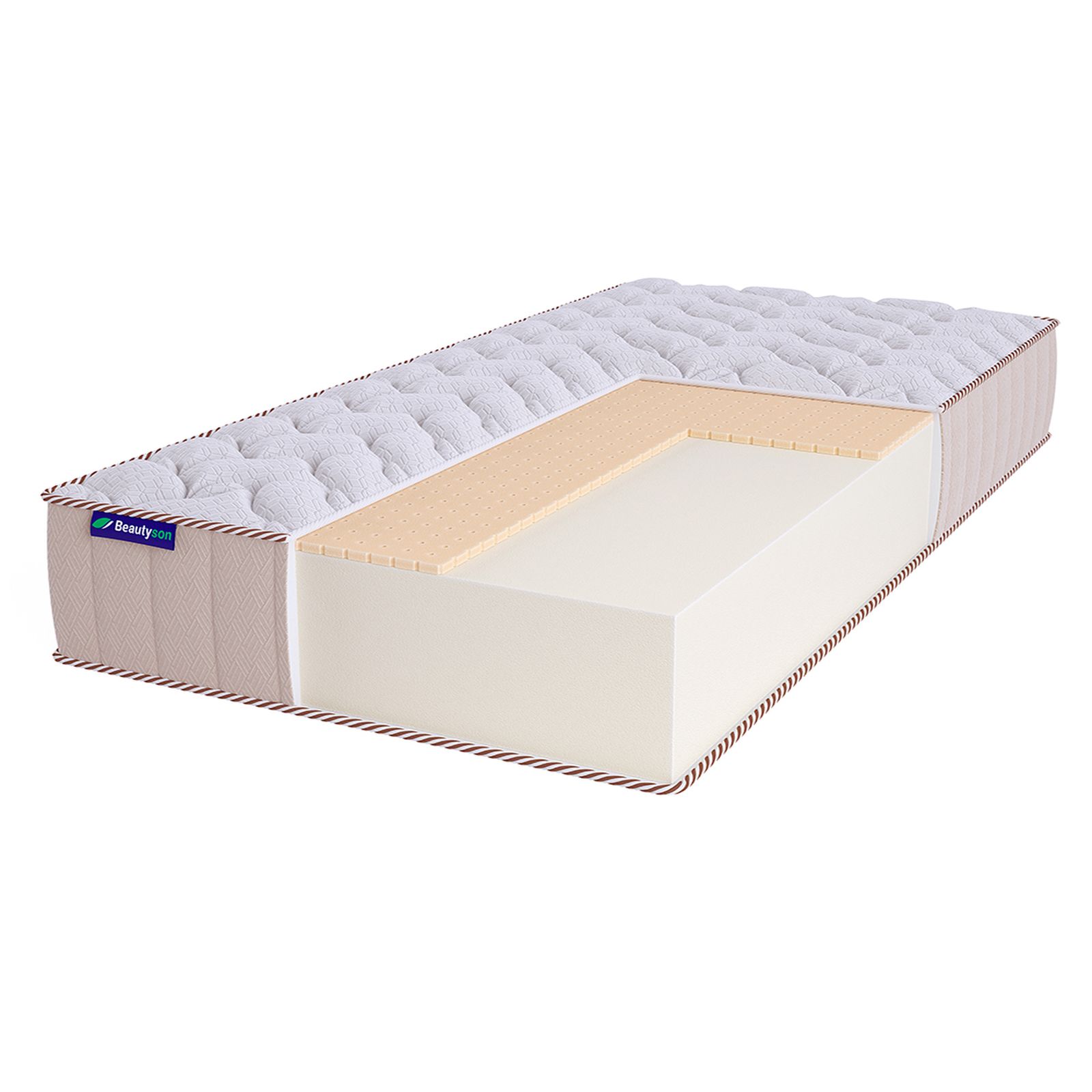 

Матрас BeautySon Roll Foam 18 Latex Lux бесклеевой 125x190x19, Белый;бежевый, Roll Foam 18 Latex Lux