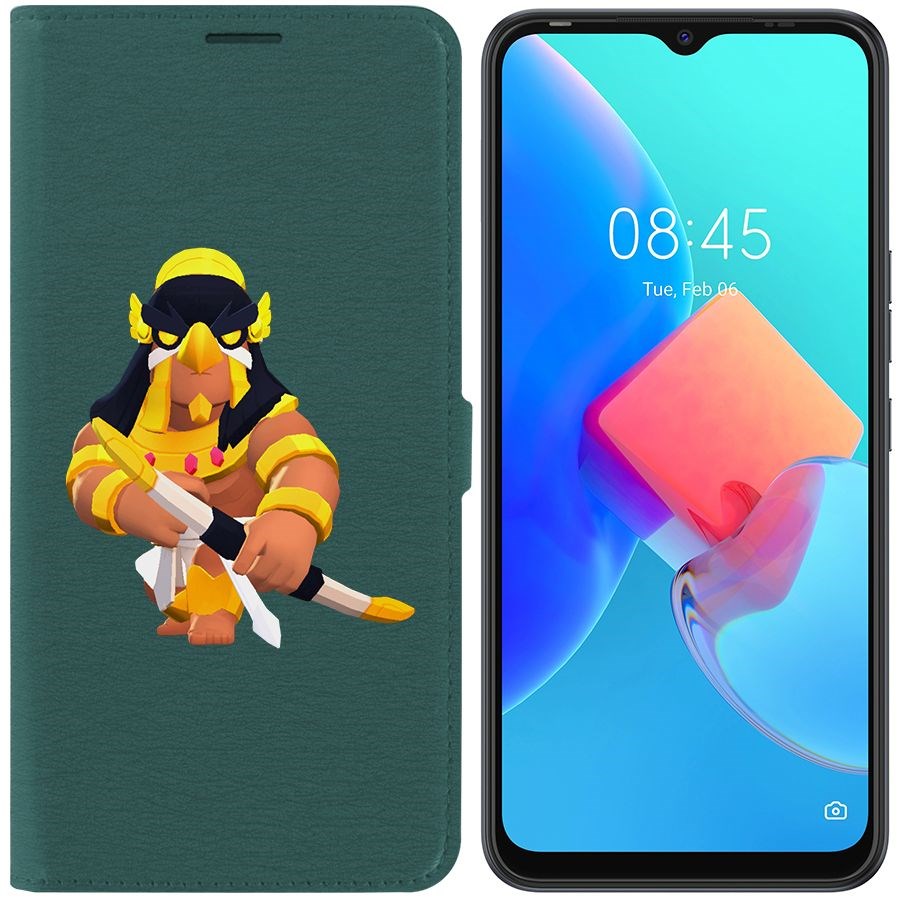 

Чехол-книжка Krutoff Eco Book для Tecno Spark 8C Brawl Stars-Бо Хорус (зелёный опал)