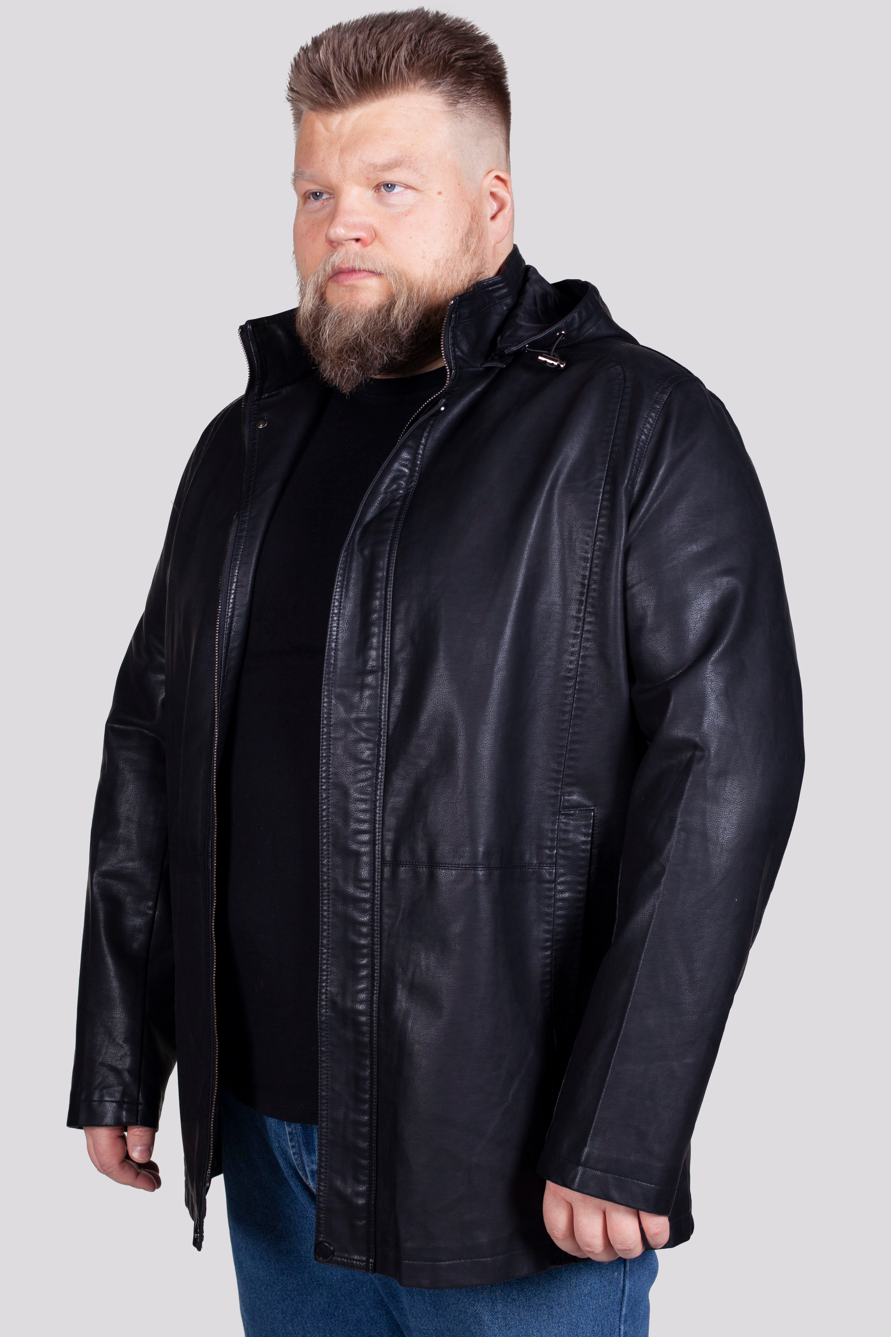 Кожаная куртка мужская ORO 1613 черная 60 RU