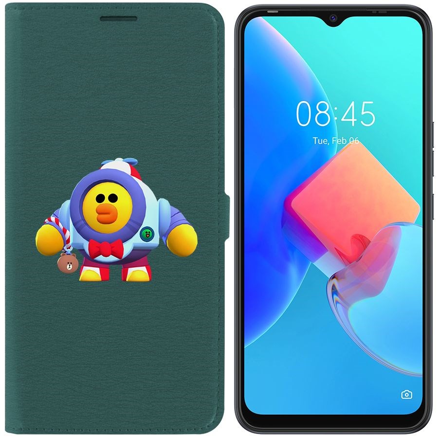 

Чехол-книжка Krutoff Eco Book для Tecno Spark 8C Brawl Stars-Нани Салли (зелёный опал)