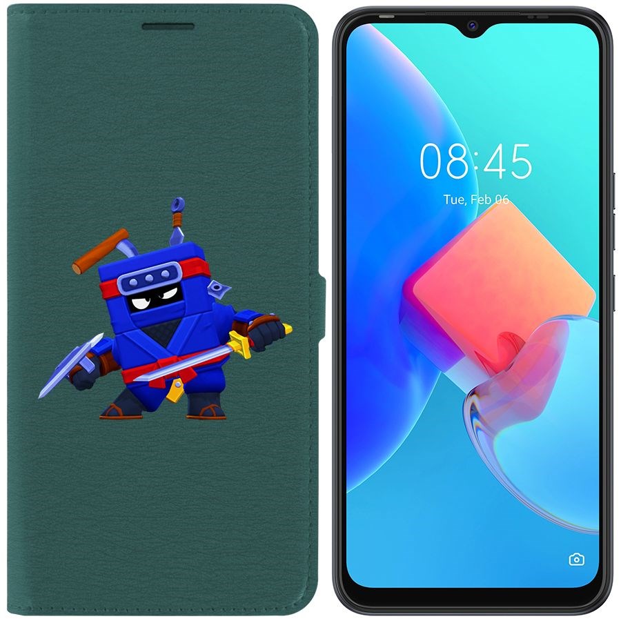 

Чехол-книжка Krutoff Eco Book для Tecno Spark 8C Brawl Stars-Ниндзя Эш (зелёный опал)