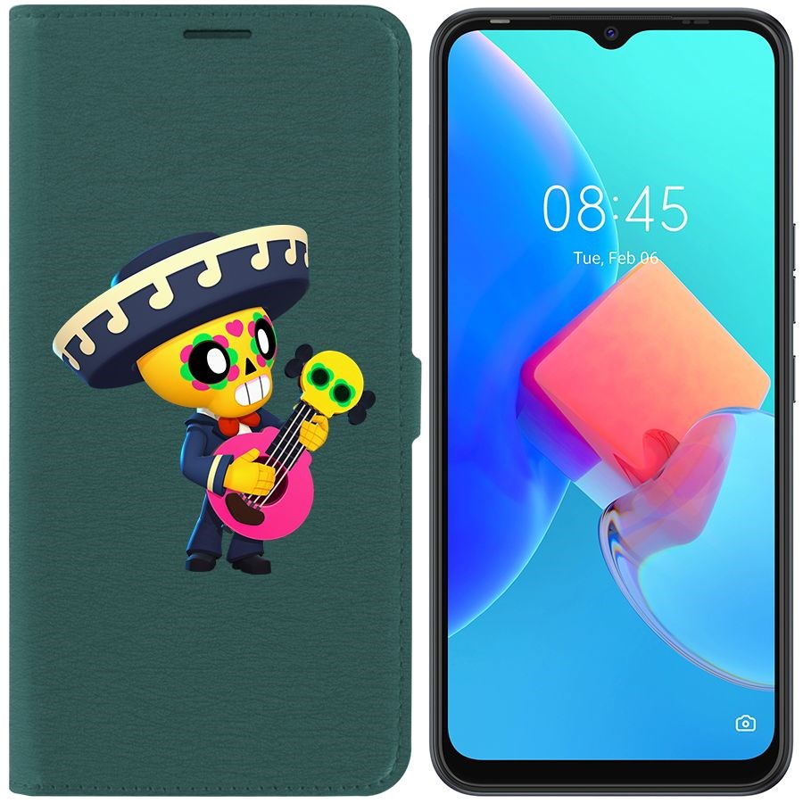 

Чехол-книжка Krutoff Eco Book для Tecno Spark 8C Brawl Stars-Поко (зелёный опал)