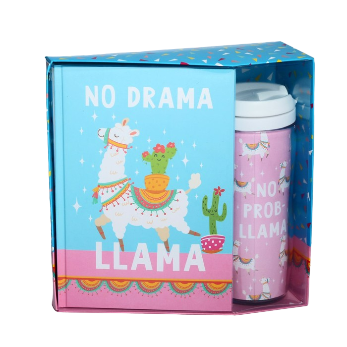 

Подарочный набор "NO DRAMA LLama" ежедневник+термостакан
