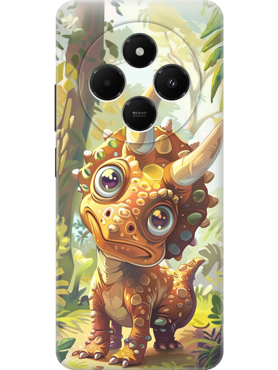 

Силиконовый чехол на Xiaomi Redmi 14C, Poco C75 с принтом "Малыш-динозавр", Прозрачный;желтый;зеленый, 786715772