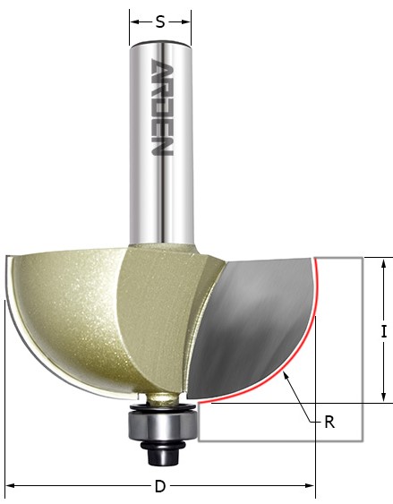 Фреза внешн.радиус "Галтель" (нижн. подш.) Z=2 R=22.2 D=57.14x25.4x78 S=12 ARDEN