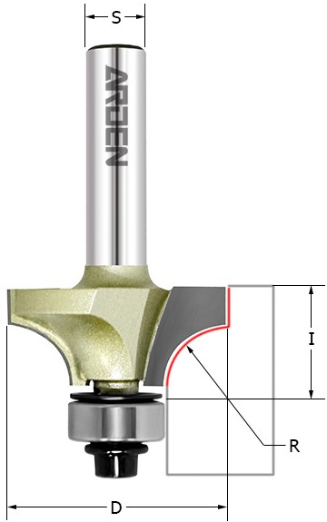 Фреза внутр.радиус (нижн. подш.) Z=2 R=8 D=28.6x12.7x56 S=8 ARDEN