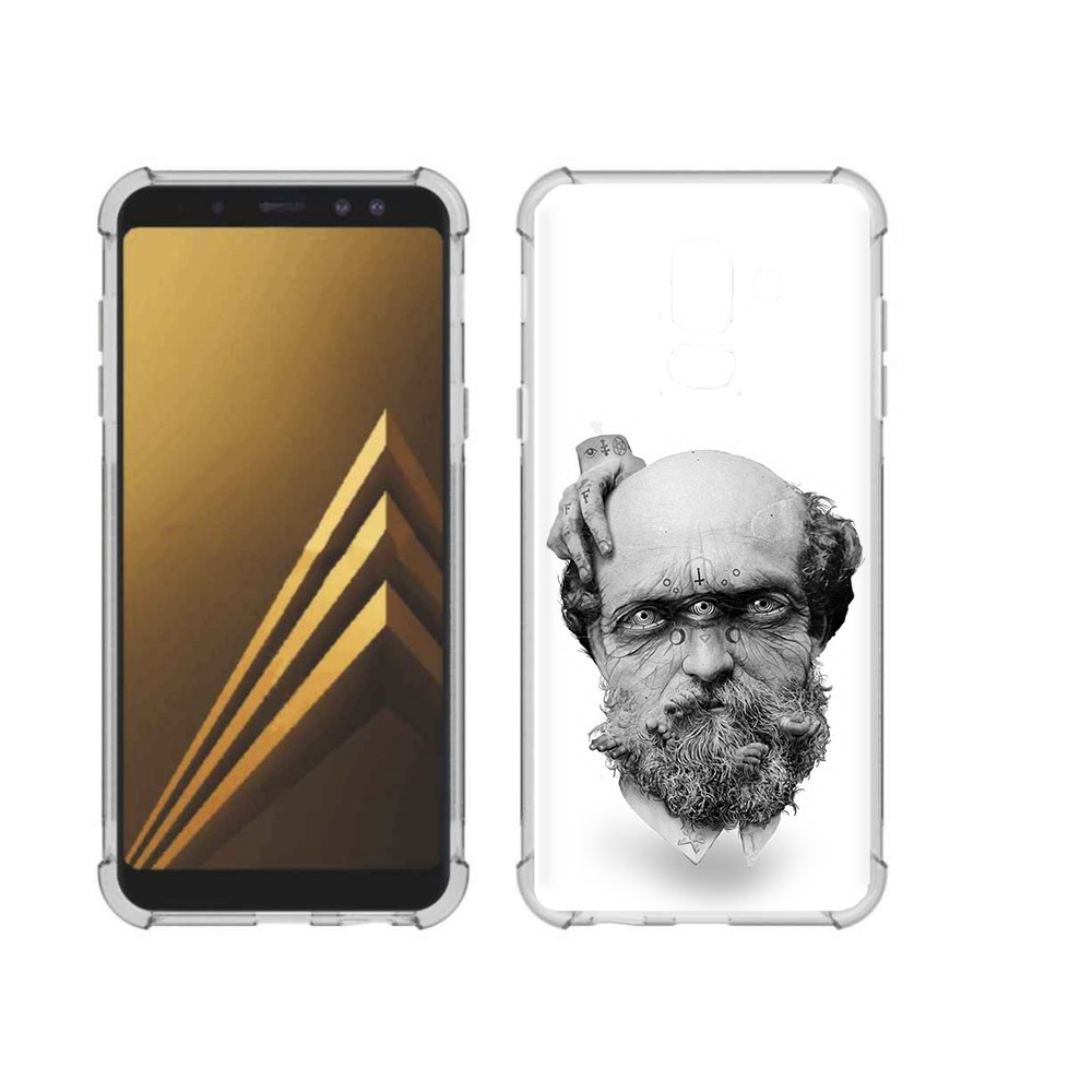 

Чехол MyPads Tocco для Samsung Galaxy A6+ (2018) страшный бородатый мужчина абстракция, Прозрачный, Tocco