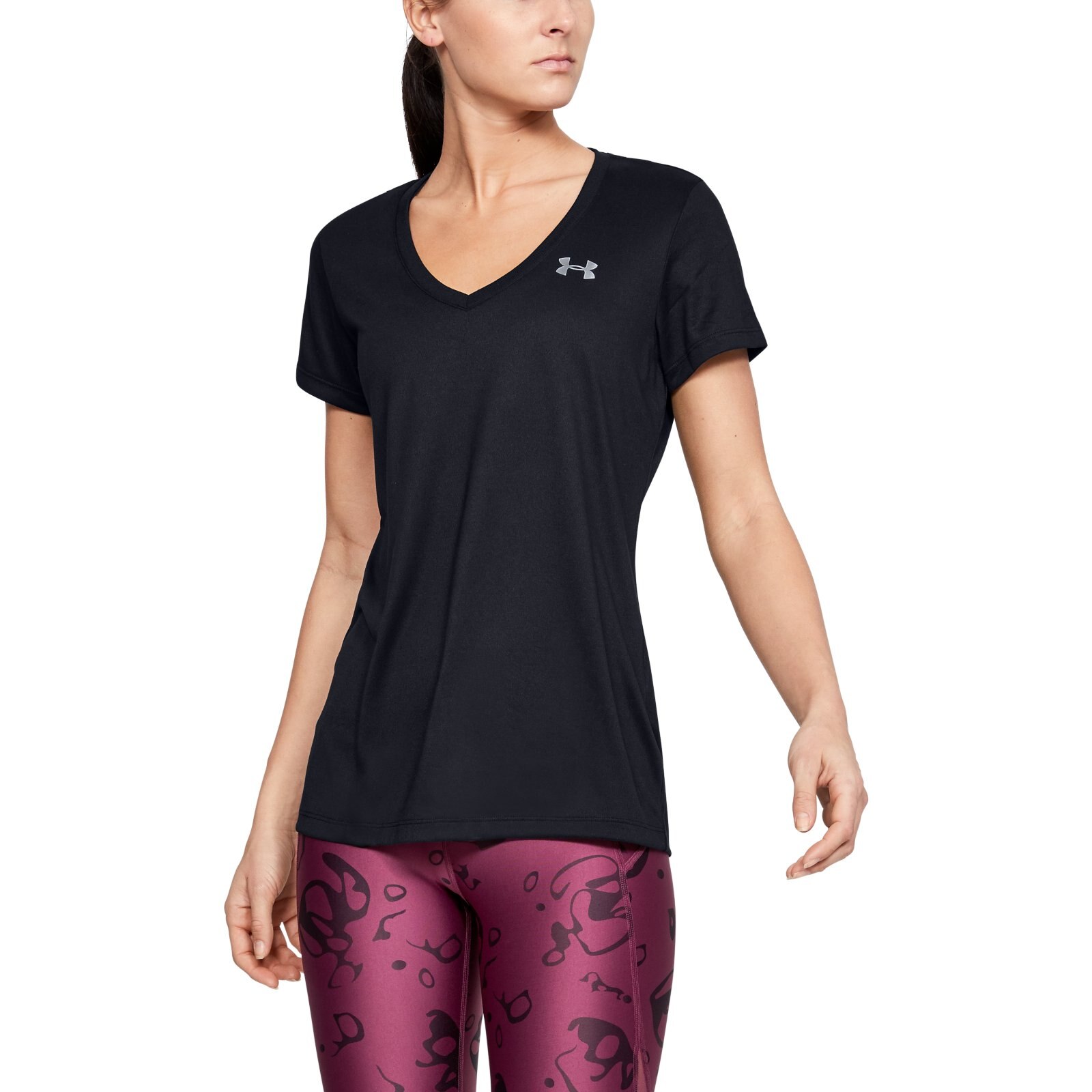 

Футболка женская Under Armour Tech V-Neck SS Tee черная XL, Tech V-Neck SS Tee