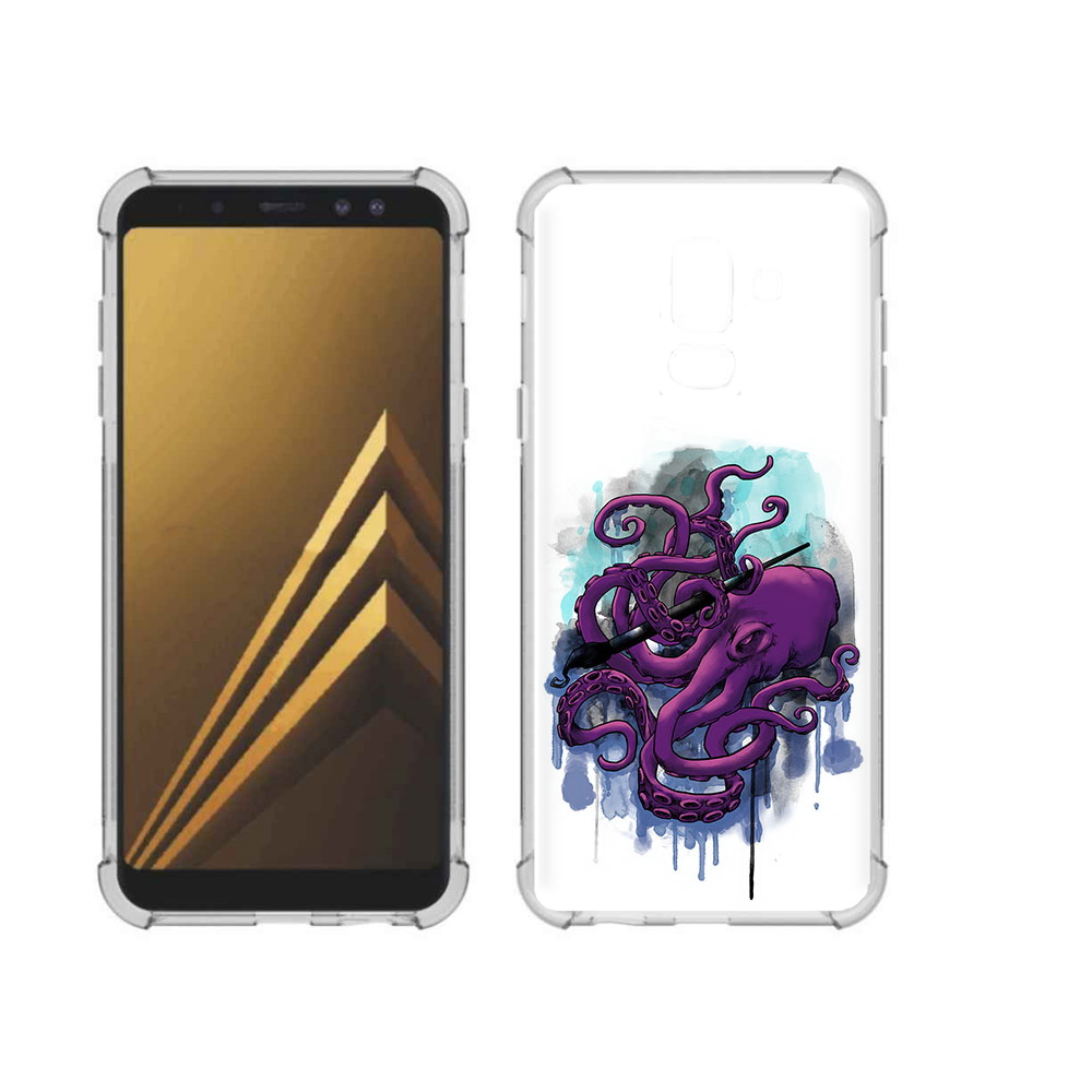 

Чехол MyPads Tocco для Samsung Galaxy A6+ (2018) фиолетовый осьминог (PT111520.594.658), Прозрачный, Tocco