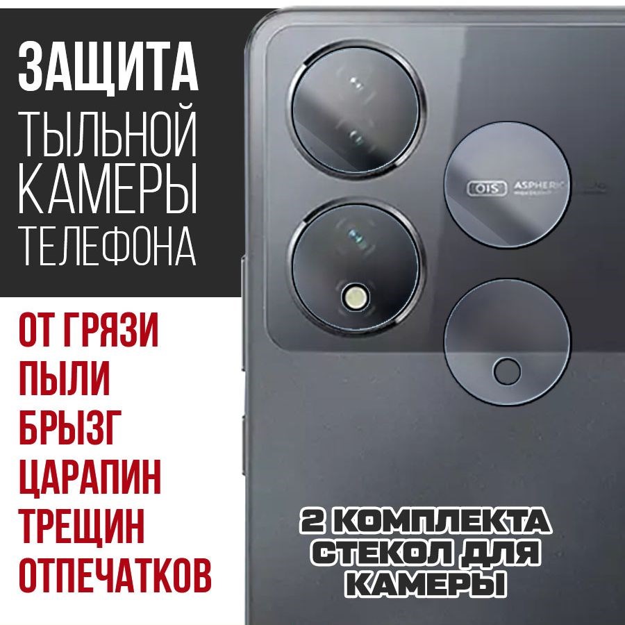 

Стекло защитное гибридное для камеры Vivo Y100 (2 шт.)