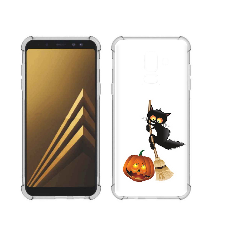 

Чехол MyPads Tocco для Samsung Galaxy A6+ (2018) хэлуинский котик (PT111520.594.667), Прозрачный, Tocco