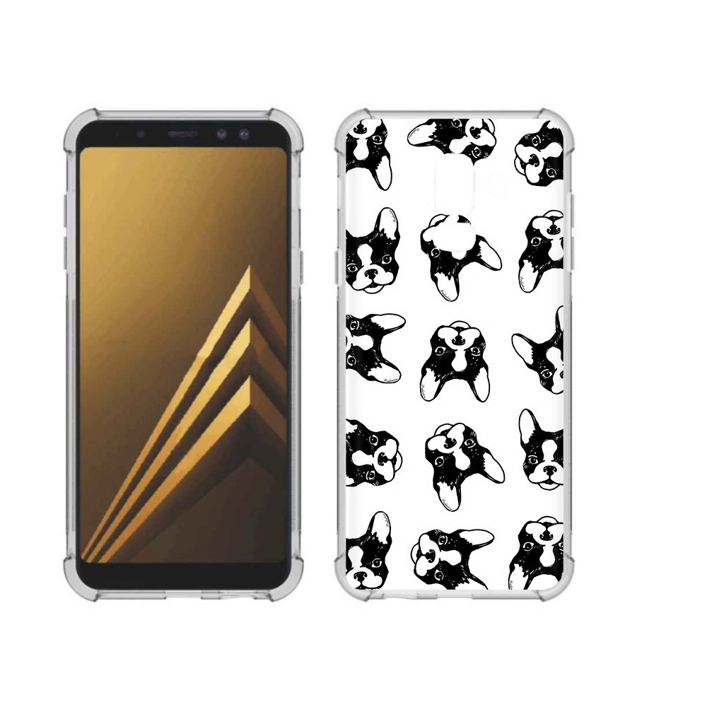 

Чехол MyPads Tocco для Samsung Galaxy A6+ (2018) черно белые собачки (PT111520.594.683), Прозрачный, Tocco