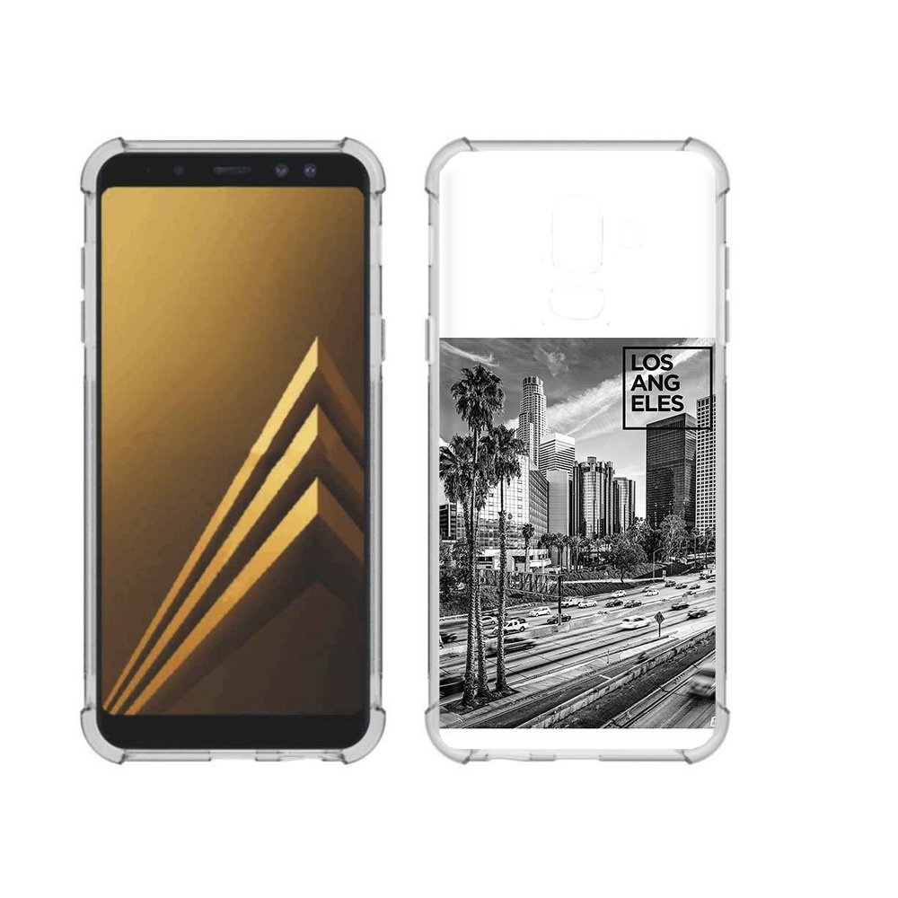 

Чехол MyPads Tocco для Samsung Galaxy A6+ (2018) черно белый лос анджелес, Прозрачный, Tocco