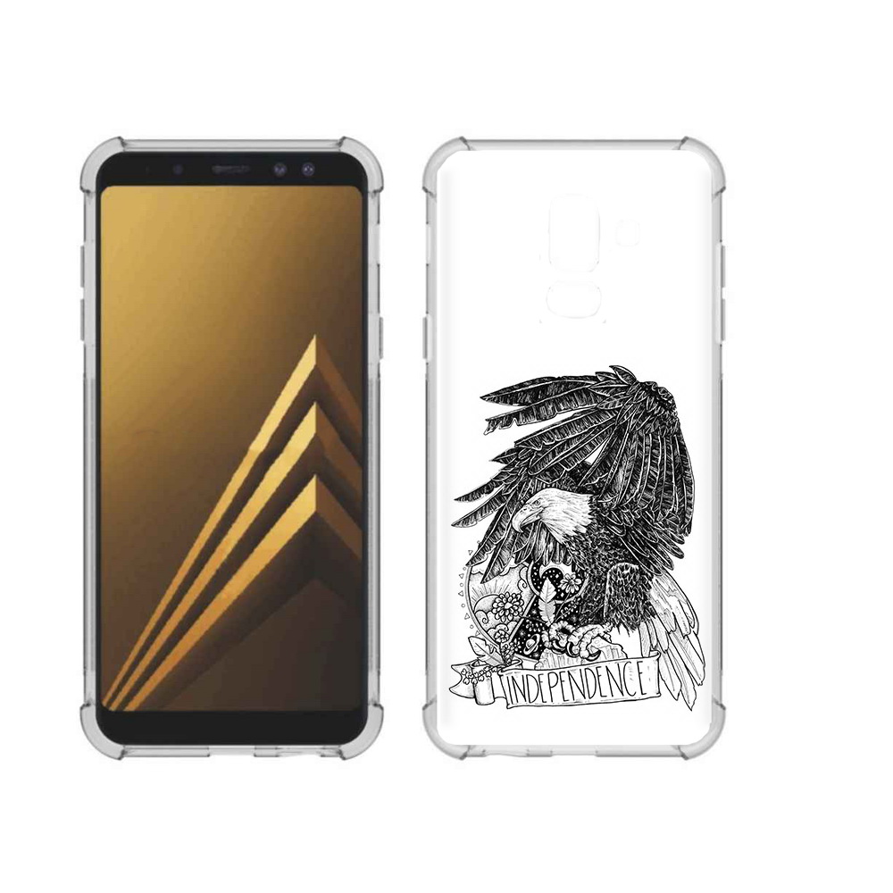 Чехол MyPads Tocco для Samsung Galaxy A6+ (2018) черно белый сокол (PT111520.594.688)