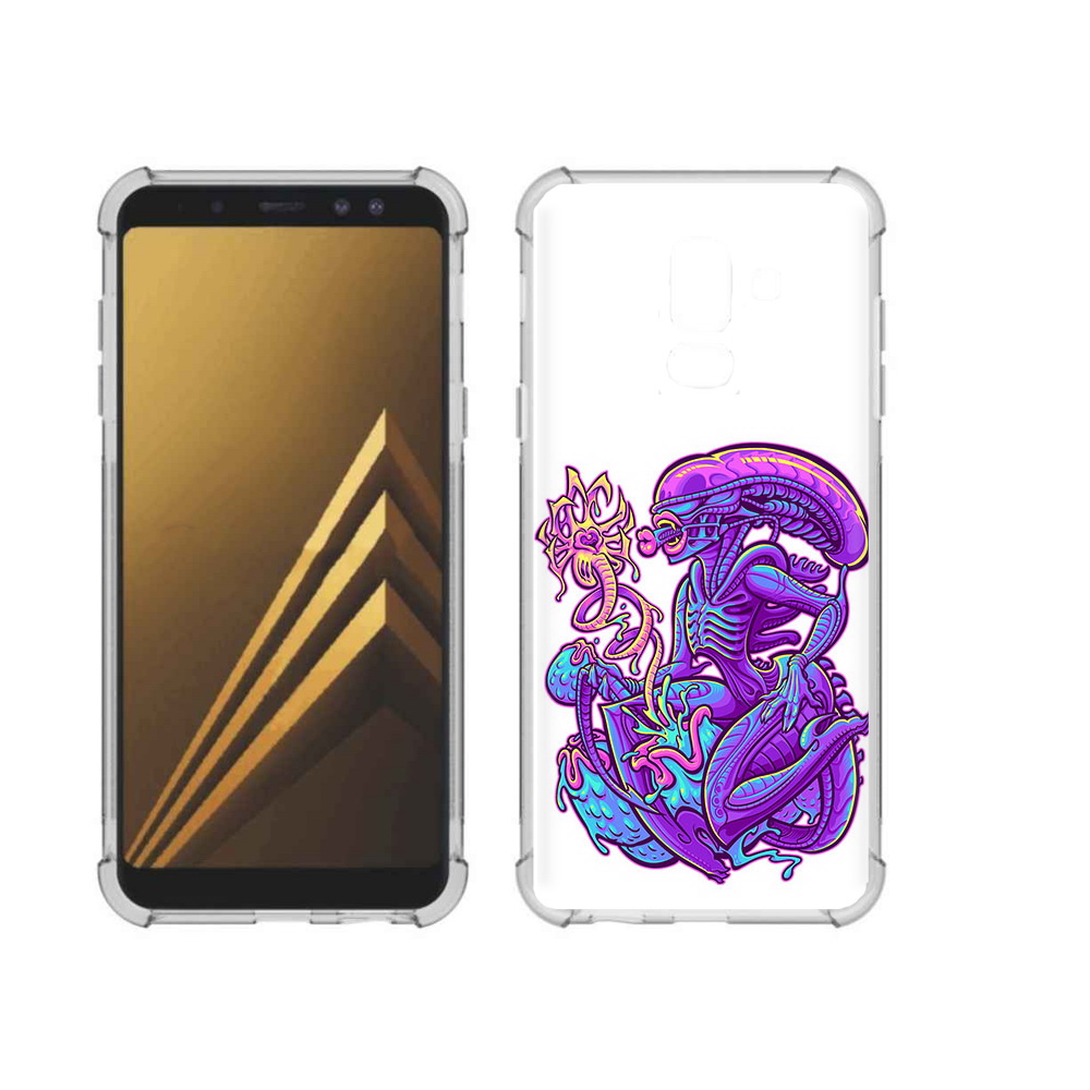

Чехол MyPads Tocco для Samsung Galaxy A6+ (2018) чужой фиолетовый цвет (PT111520.594.693), Прозрачный, Tocco