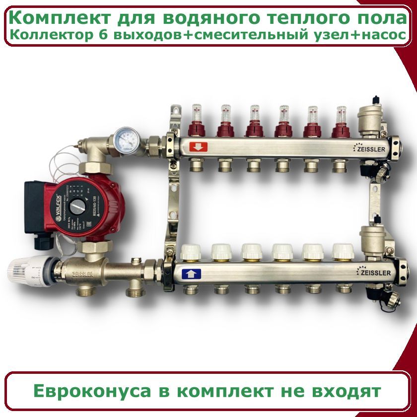 Комплект для водяного теплого пола с насосом до 100 квм ZEISSLER COMBIBK-AM-ZMG-ZCS0606 18230₽