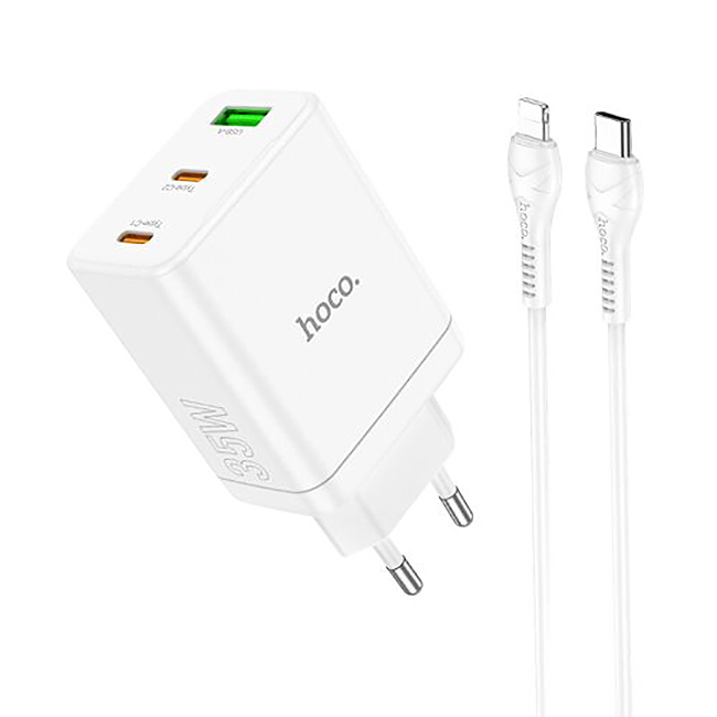 

Сетевое зарядное устройство Hoco N33 Start PD35W, с кабелем Type-C - Lightning, белое, N33 Start