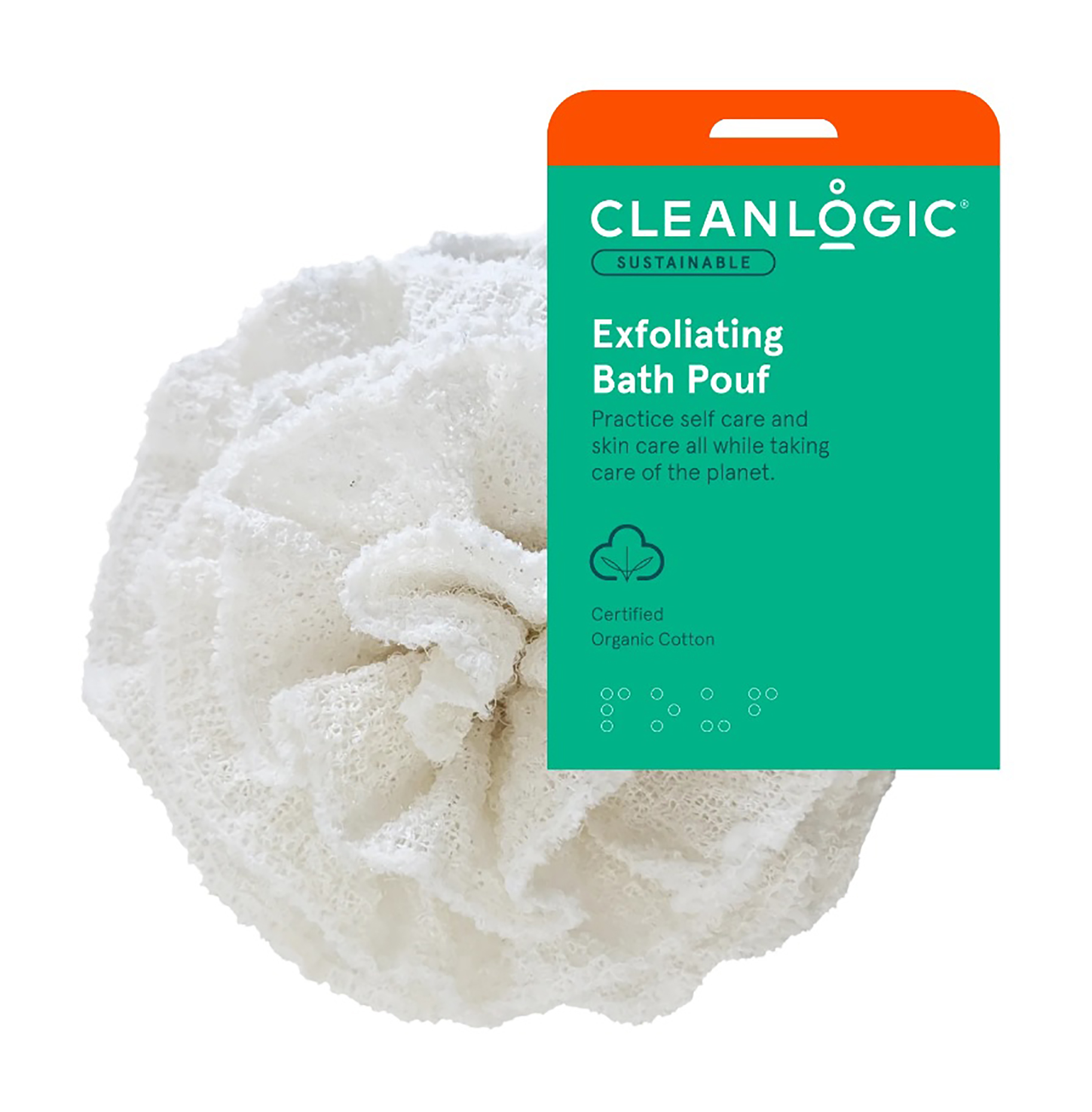 Мочалка-шар для тела из органического хлопка Cleanlogic Sustainable Exfoliating Pouf