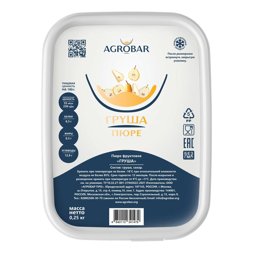 

Груша Agrobar пюре замороженная 250 г