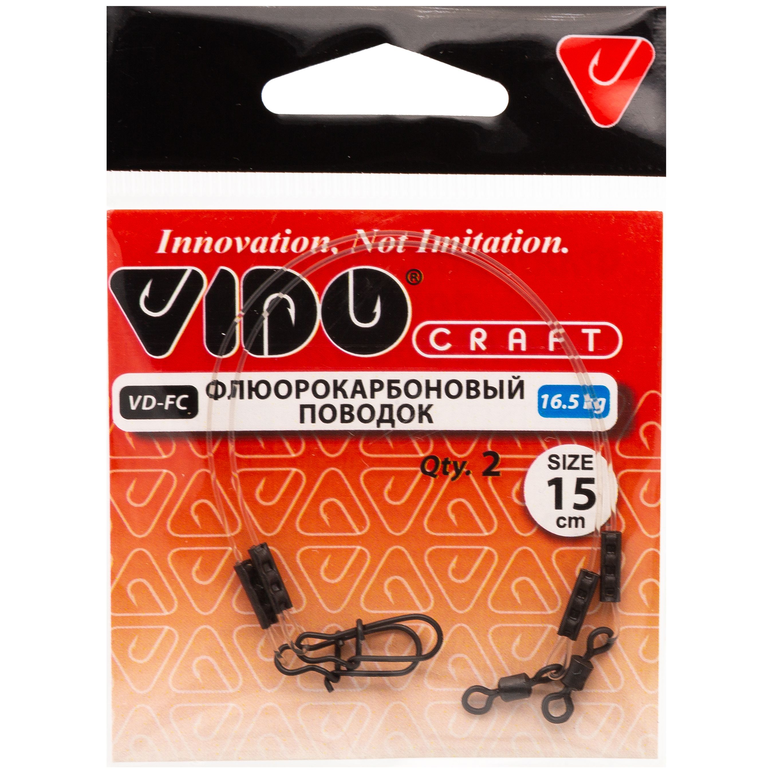 

Поводок 2 шт Vido Craft Fluorocarbon fc, 0.60 мм, 16.5 кг, 15 см, Fluorocarbon fc