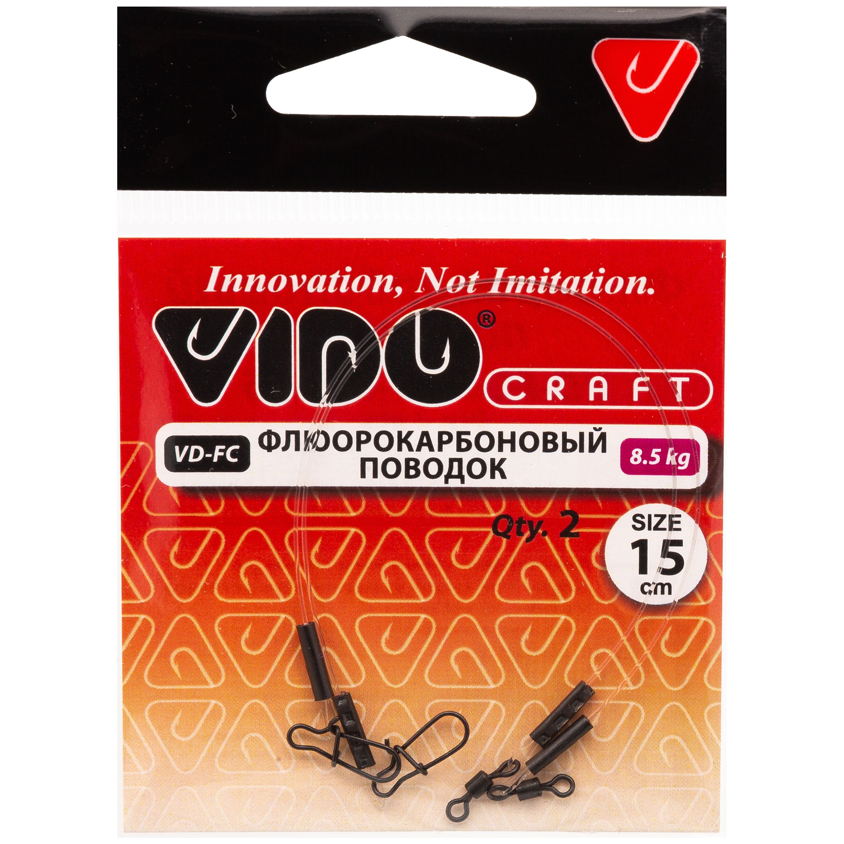 

Поводок 2 шт Vido Craft Fluorocarbon fc, 0.40 мм, 8.5 кг, 15 см, Fluorocarbon fc