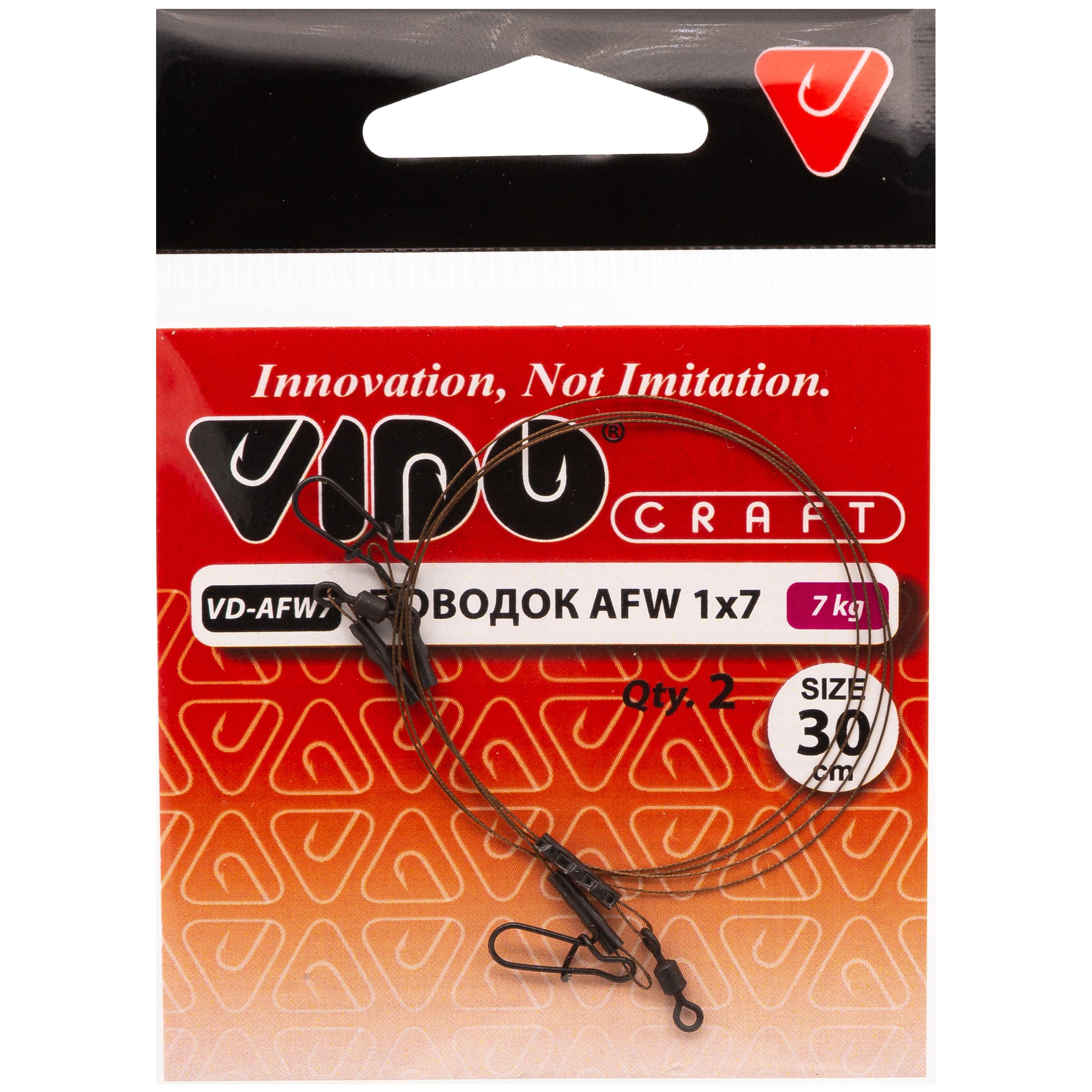 

Поводок 2 шт Vido Craft 1х7 AFW, 0.25 мм, 7 кг, 30 см, 1х7 AFW