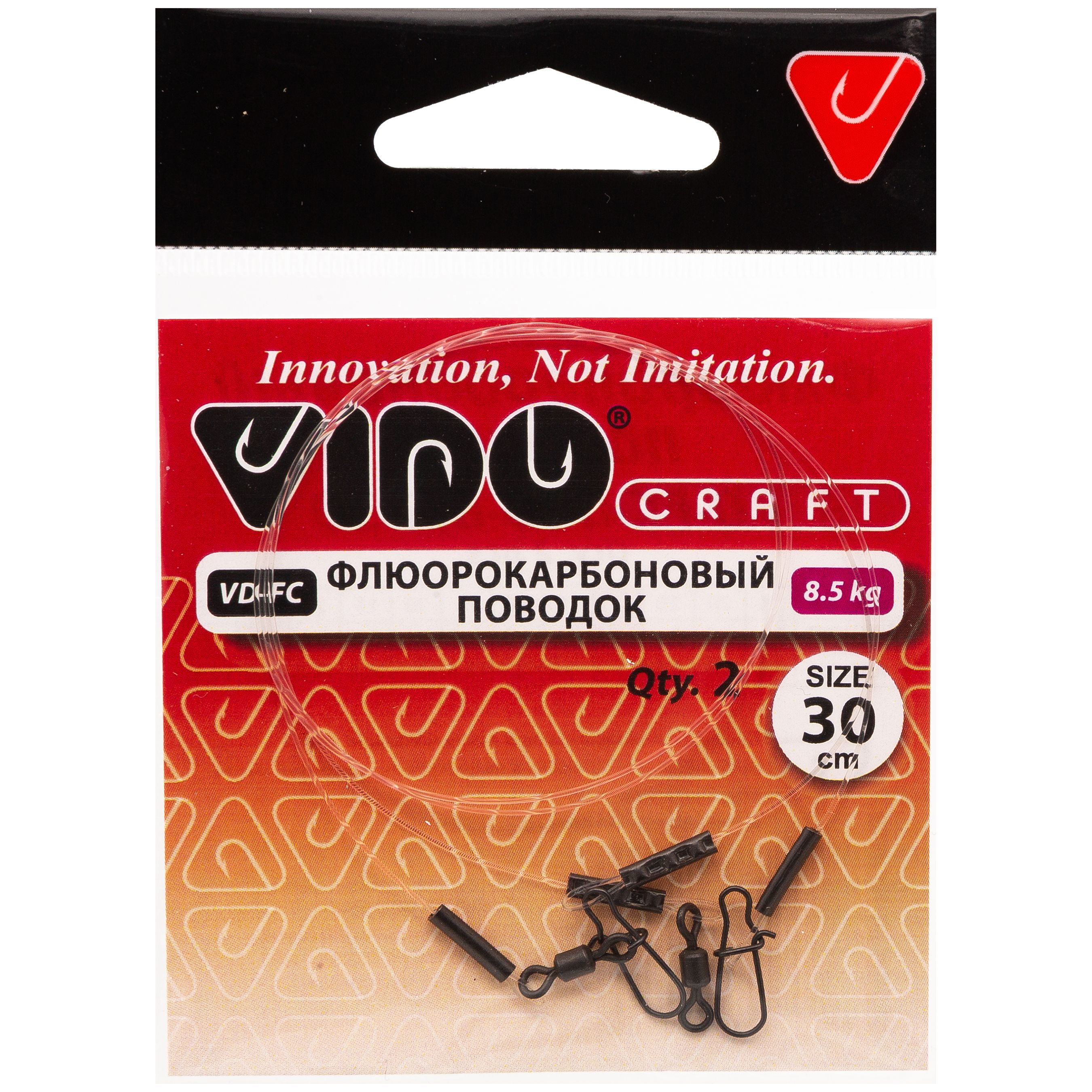 

Поводок 2 шт Vido Craft Fluorocarbon fc, 0.40 мм, 8.5 кг, 30 см, Fluorocarbon fc