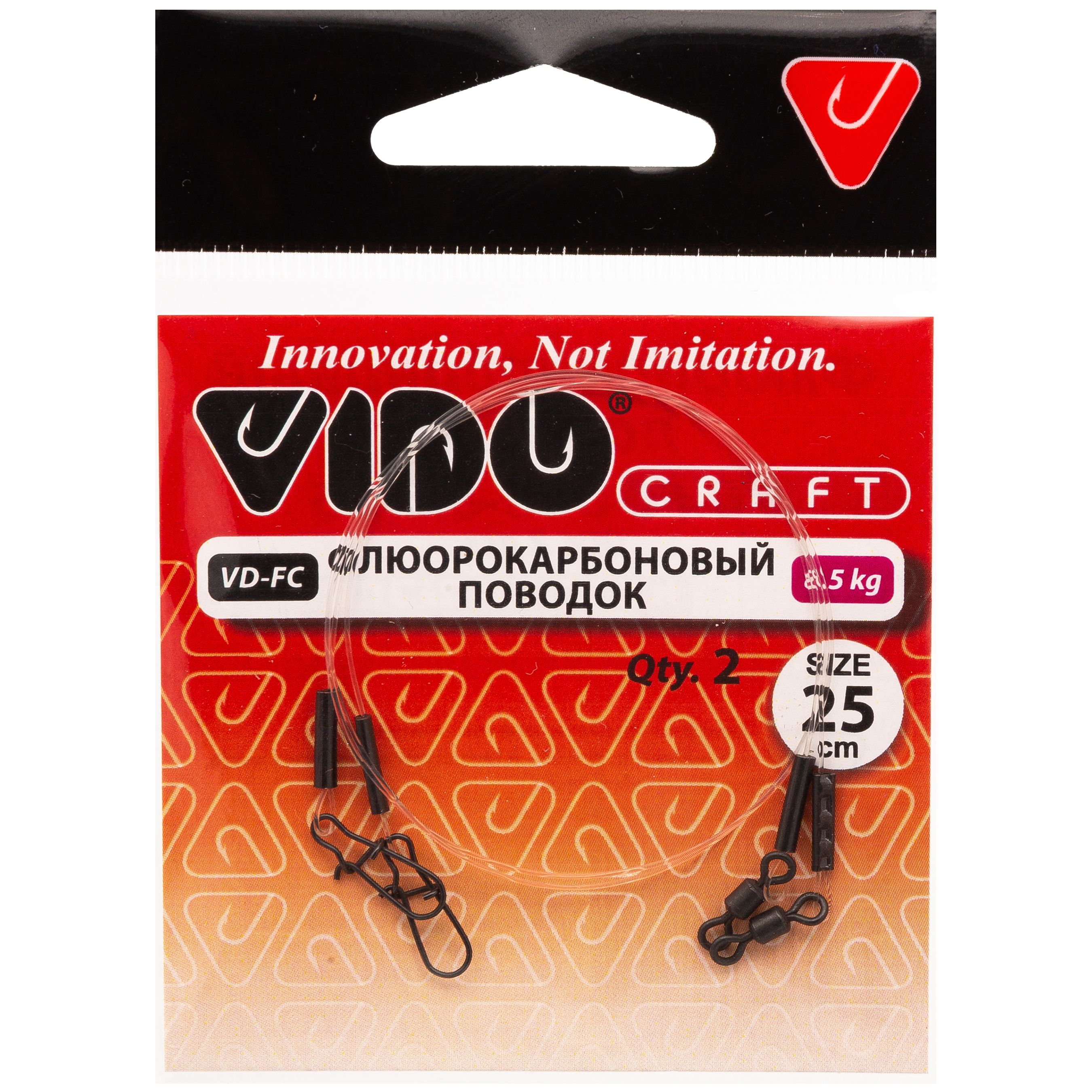 

Поводок 2 шт Vido Craft Fluorocarbon fc, 0.40 мм, 8.5 кг, 25 см, Fluorocarbon fc