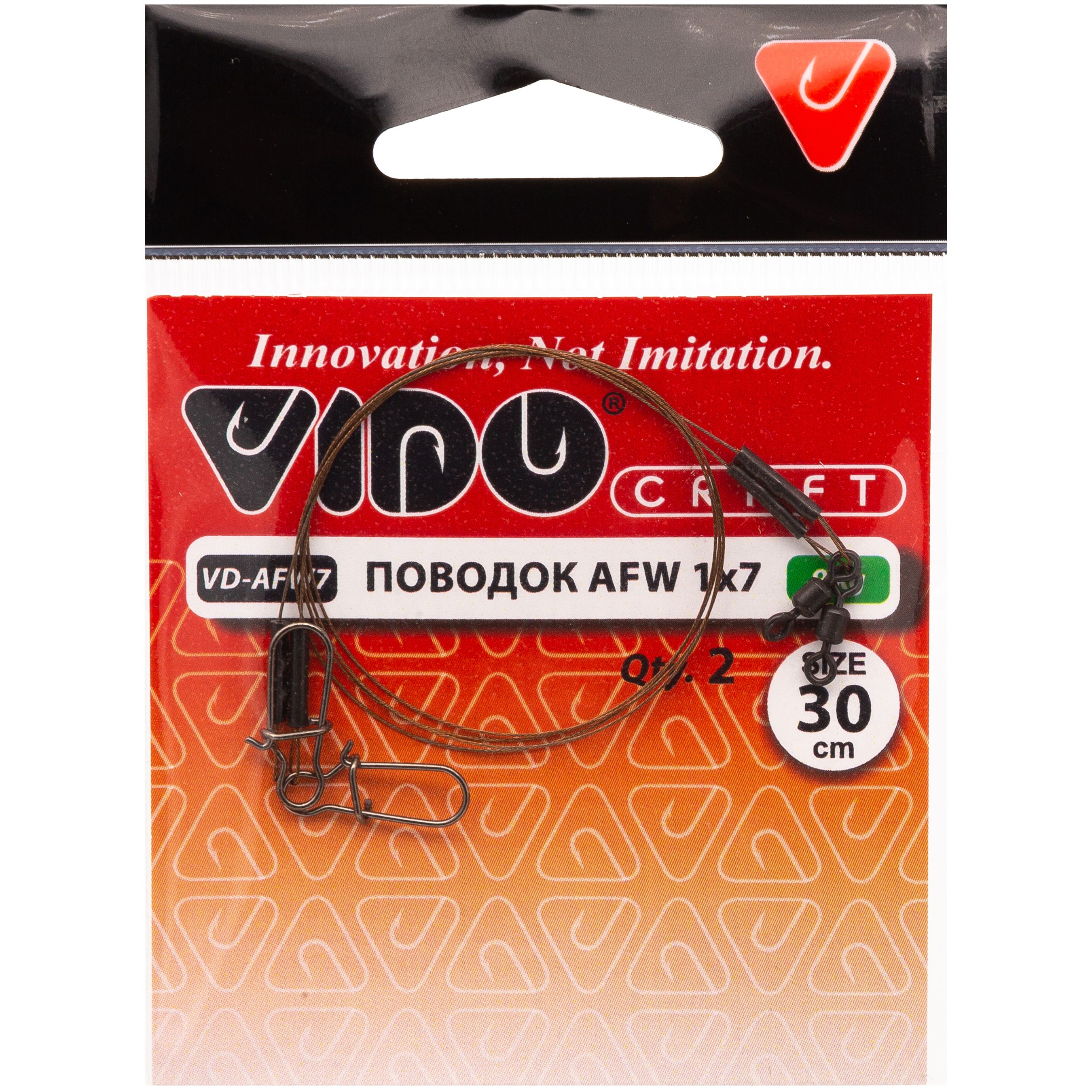 

Поводок 2 шт Vido Craft 1х7 AFW, 0.28 мм, 9 кг, 30 см, 1х7 AFW