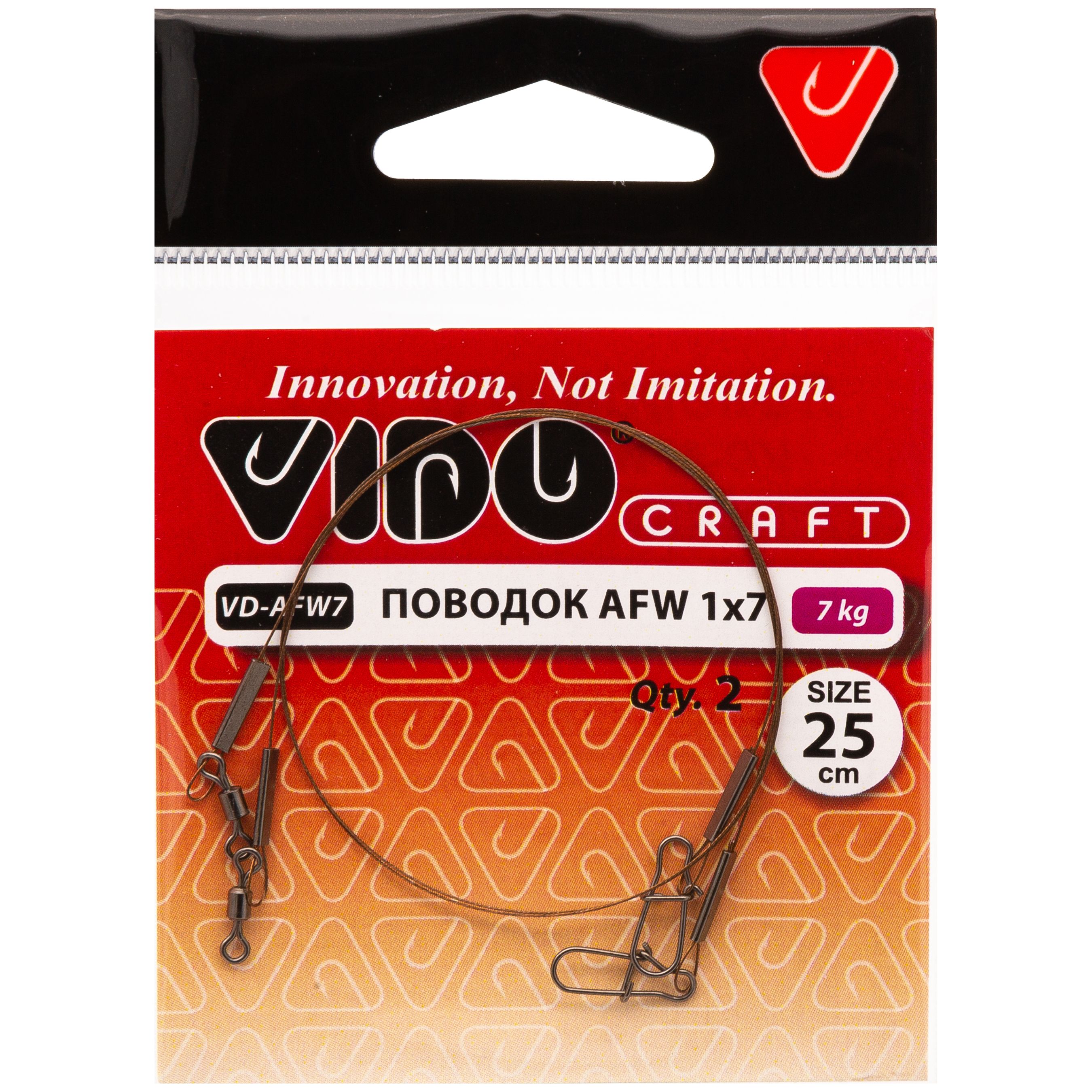 

Поводок 2 шт Vido Craft 1х7 AFW, 0.25 мм, 7 кг, 25 см, 1х7 AFW