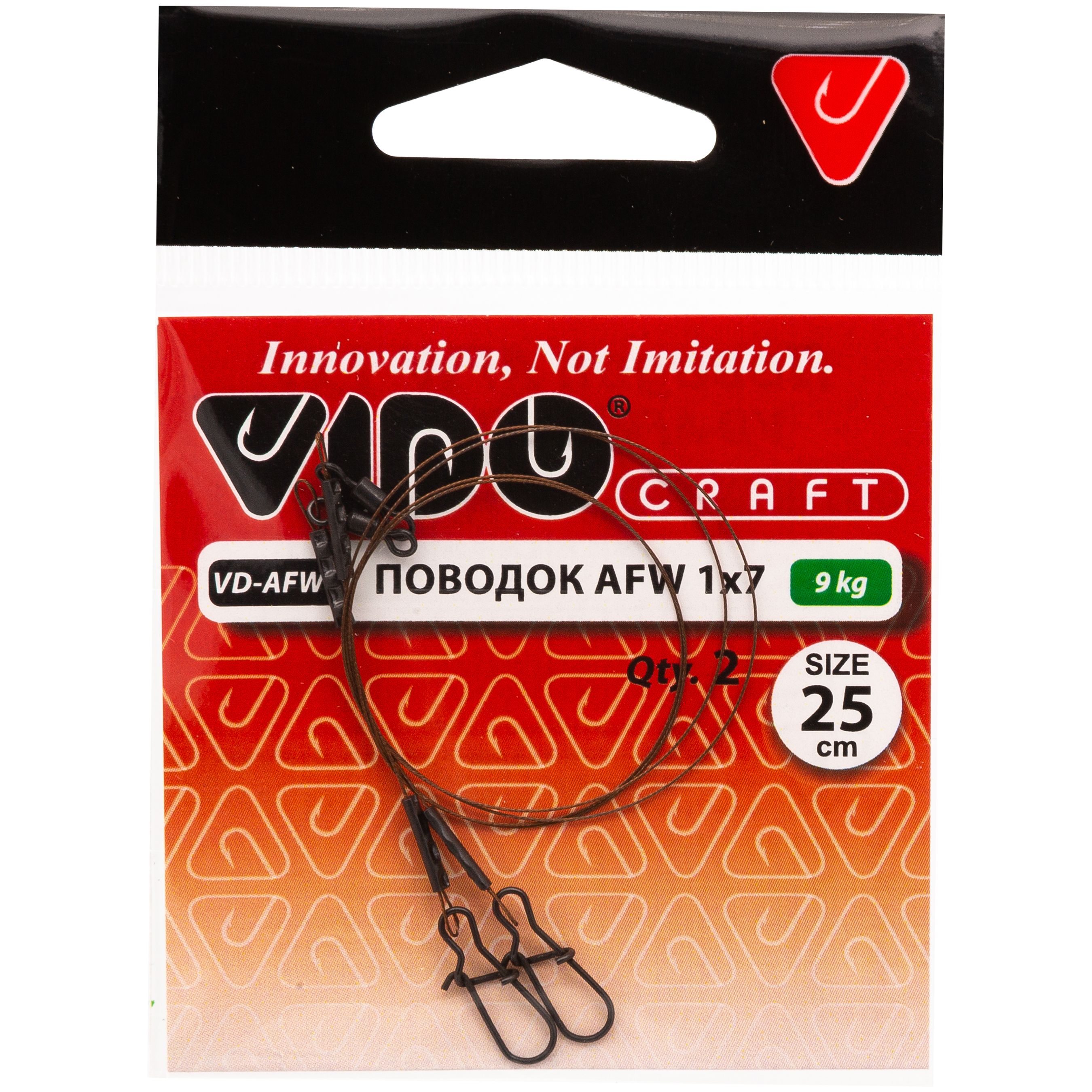 

Поводок 2 шт Vido Craft 1х7 AFW, 0.28 мм, 9 кг, 25 см, 1х7 AFW
