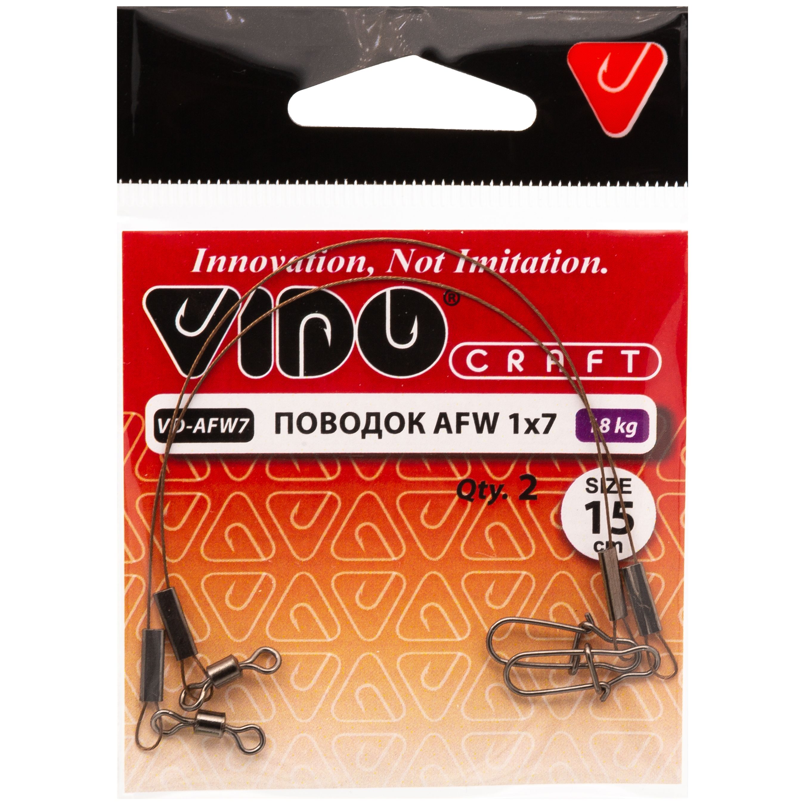 

Поводок 2 шт Vido Craft 1х7 AFW, 0.38 мм, 18 кг, 15 см, 1х7 AFW