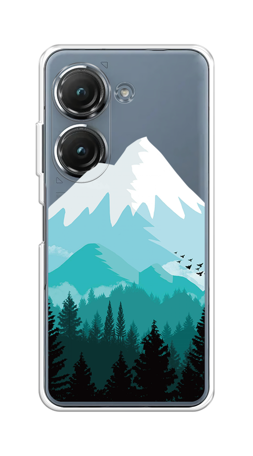 

Чехол на Asus ZenFone 9 "Синяя снежная гора", Белый;голубой;бирюзовый, 44950-2