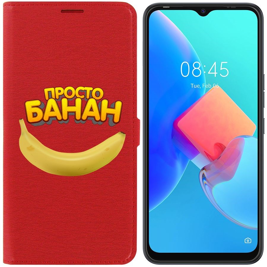 

Чехол-книжка Krutoff Eco Book для Tecno Spark 8C Банан (красный)