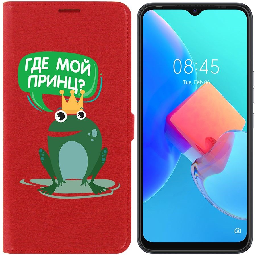 

Чехол-книжка Krutoff Eco Book для Tecno Spark 8C Лягушка (красный)