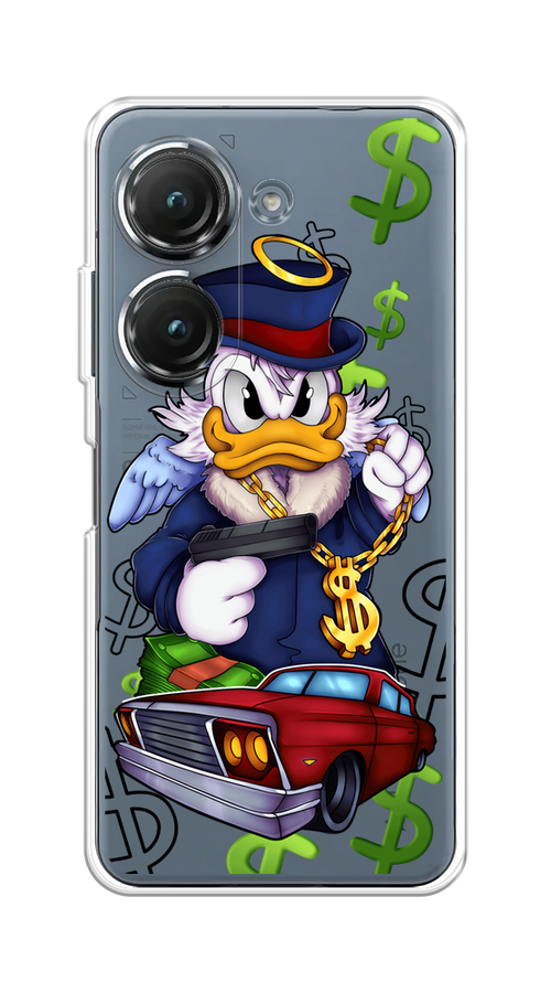 

Чехол на Asus ZenFone 9 "Scrooge McDuck with a Gold Chain", Красный;синий;белый, 44950-6