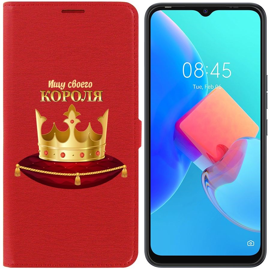 

Чехол-книжка Krutoff Eco Book для Tecno Spark 8C Ищу своего Короля (красный)