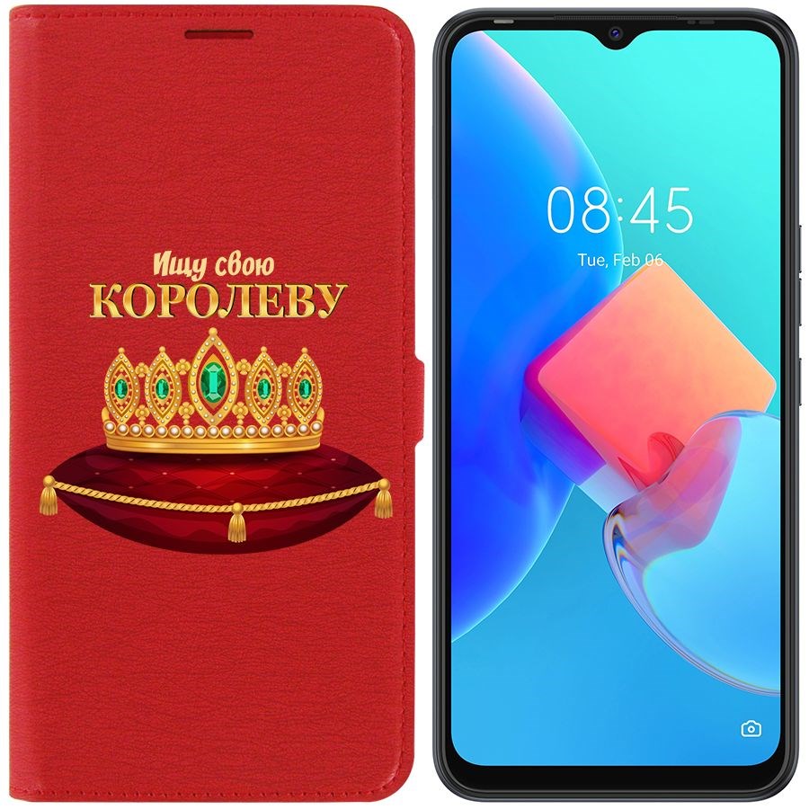 

Чехол-книжка Krutoff Eco Book для Tecno Spark 8C Ищу свою Королеву (красный)