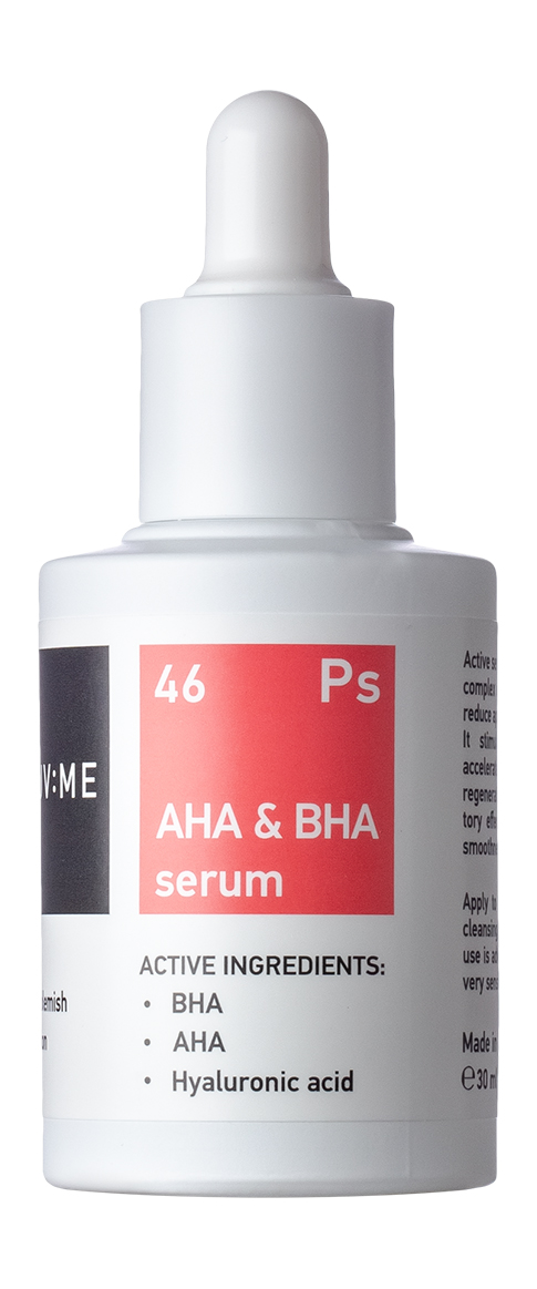 фото Сыворотка для лица с aha и bha против несовершенств pruv:me ps 46 aha and bha serum 30 мл