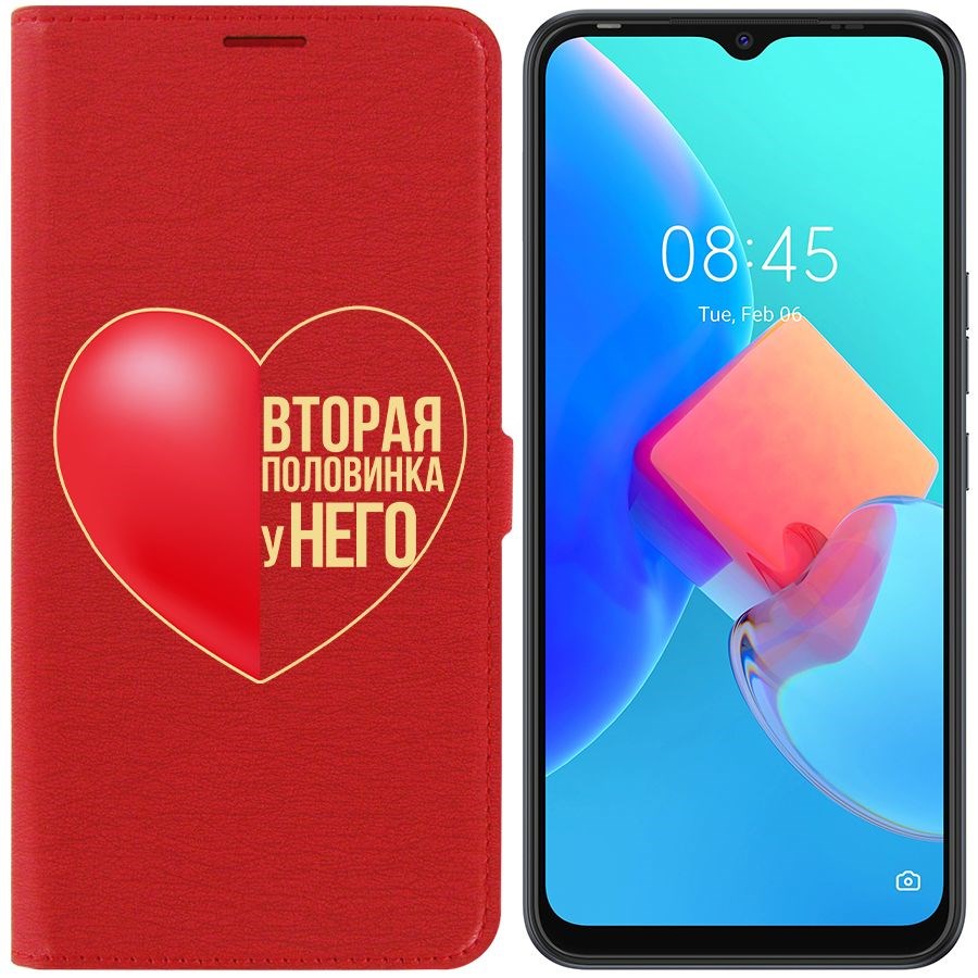 

Чехол-книжка Krutoff Eco Book для Tecno Spark 8C Половинка у него (красный)