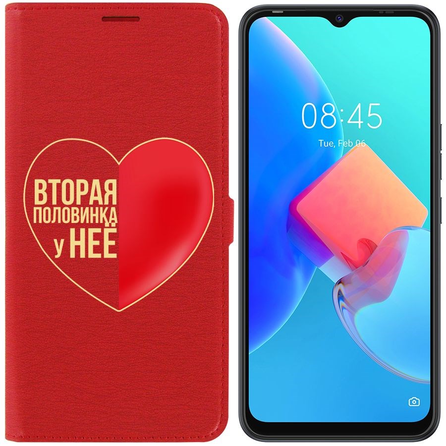 

Чехол-книжка Krutoff Eco Book для Tecno Spark 8C Половинка у неё (красный)