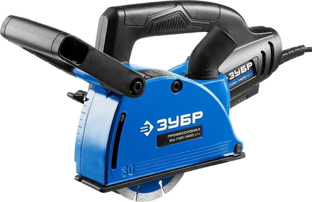 фото Штроборез (бороздодел), зубр зш-п30-1400 пст, макс. глуб. паза 30 мм, 125 мм, подключ. пыл