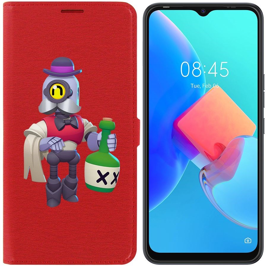 

Чехол-книжка Krutoff Eco Book для Tecno Spark 8C Brawl Stars-Барли (красный)