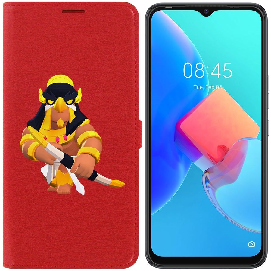 

Чехол-книжка Krutoff Eco Book для Tecno Spark 8C Brawl Stars-Бо Хорус (красный)