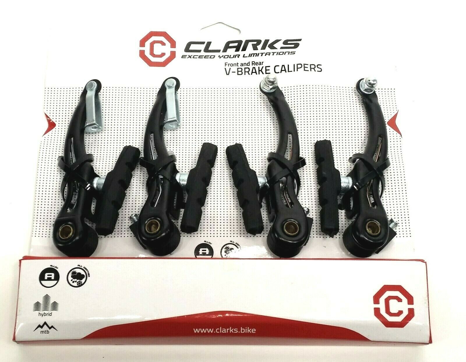 фото Тормоза clarks clk115x2 mtb v-брейк передний и задний. стальные, на два колеса, тормозные