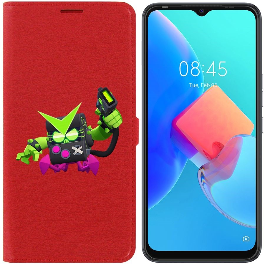 

Чехол-книжка Krutoff Eco Book для Tecno Spark 8C Brawl Stars-Вирус 8-БИТ (красный)