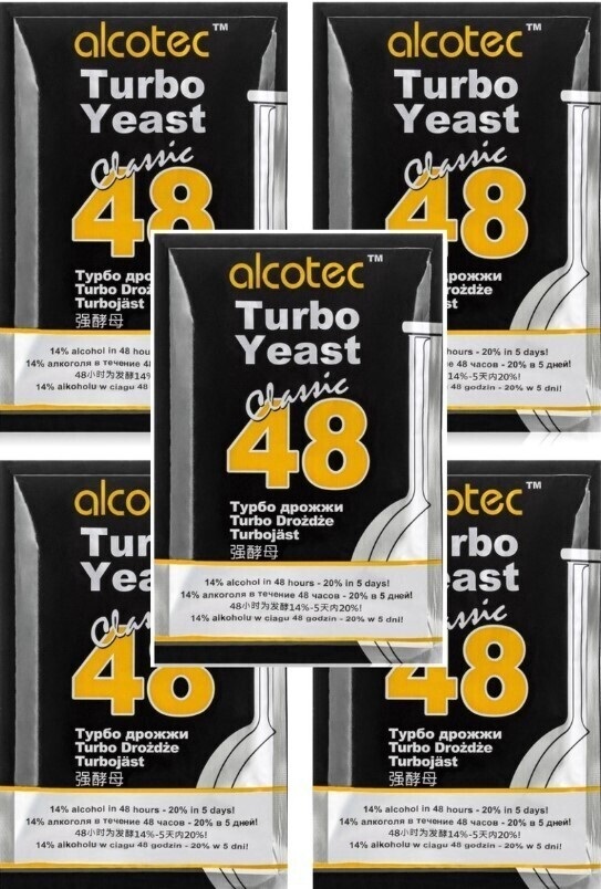 

Набор спиртовых дрожжей Alcotec Turbo Yeast Classic 48 - 5 штук.