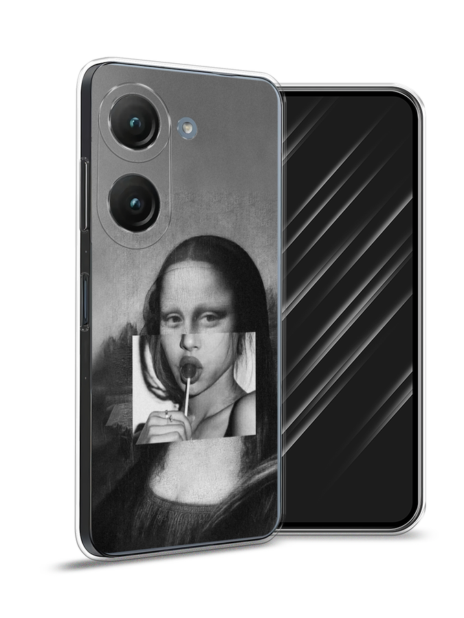 

Чехол Awog на Asus ZenFone 9 "Mona Lisa sucking lollipop", Серый, 44850-9