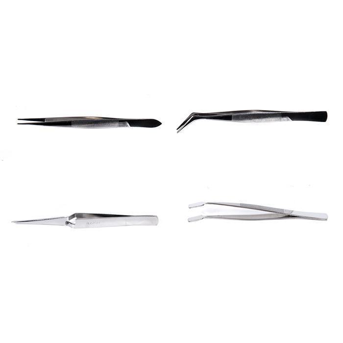 Набор пинцетов металлических Pro'sKit 808-389 (4 шт) набор металлических пуговиц на ножке d 11 мм 10 шт серебряный глянец
