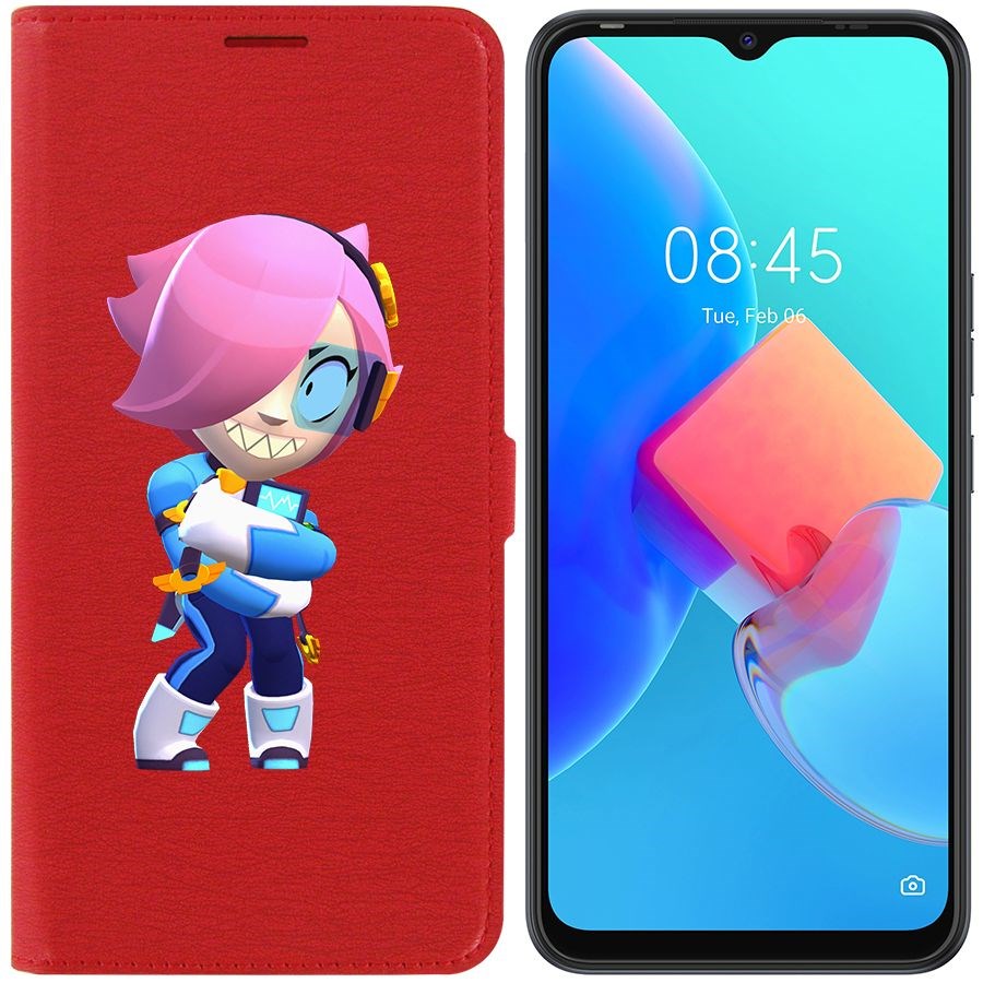 

Чехол-книжка Krutoff Eco Book для Tecno Spark 8C Brawl Stars-Колетт Навигатор (красный)